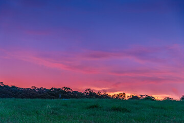Sunset over the countryside after the storm