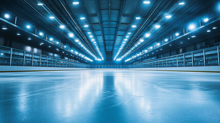 Empty Ice Rink Arena Bright Lights Cold Ice Sport Venue