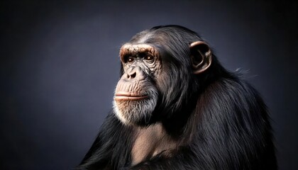 Fototapeta premium Reflective chimpanzee deep in thought.