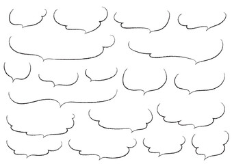 柔らかい形のふきだしのセット（鉛筆手書き風）