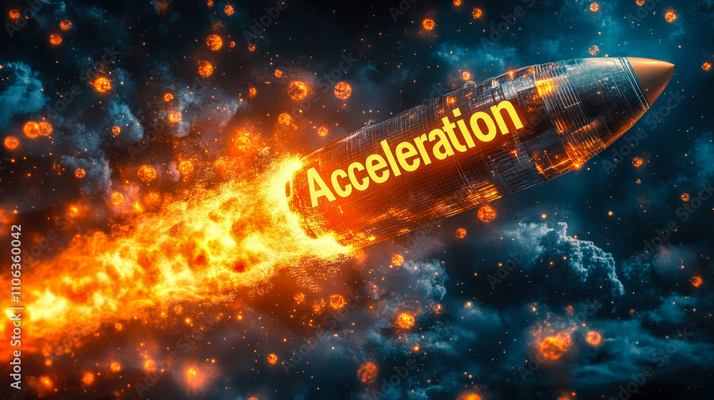 Aufkleber rocket propelling forward with acceleration concept for deliberate advancement and progress