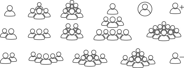 People group icon set team worker user. Employee people group icon team staff. User profile symbol. Group of people or group of users. Persons symbol.