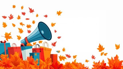 Fall shopping sales season poster background template.