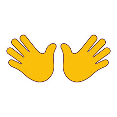 Obraz premium Two Open Hands for Greeting or High Five Gesture. Open Palms Gesture. Double Hands Emoji Icon. Isolated Vector Illustration