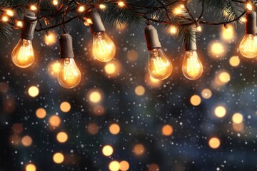 Obraz premium A collection of light bulbs suspended from a tree branch