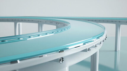 Futuristic Glass Conveyor Belt System  Modern Technology  Circular Track  Clean Design  In
