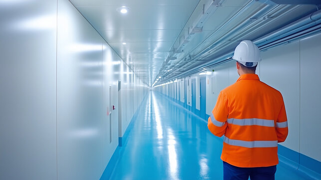 Trabajador en unas instalaciones industriales. Concepto de trabajo.
