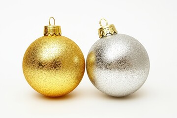 Two festive Christmas ornaments placed on a clean white surface