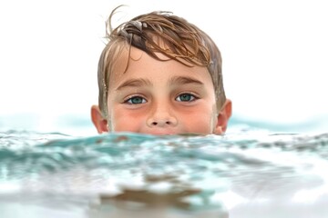 Boy enjoying water activities, great for summer illustrations or advertising