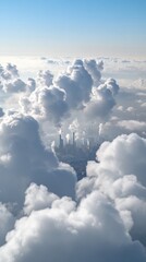 Fototapeta premium Factory chimneys emit smoke through dense clouds, blending industry with nature, AI