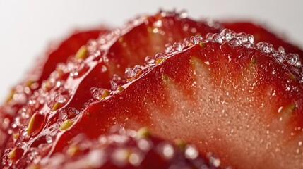 Fresh strawberry with dewy water droplets