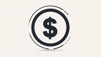 Obraz premium A dollar sign icon in a circular dotted black frame on a white background