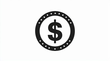 Obraz premium A dollar sign icon with a circular dotted frame on a white background