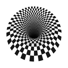 Surreal chess  hole isolated on white background. optical illusion, vector illustration
