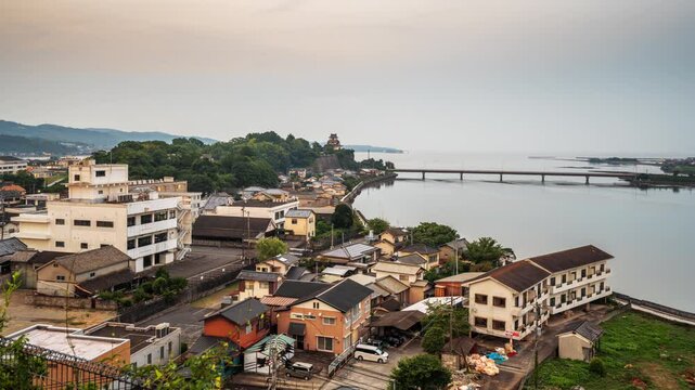Kunisaki, Oita Prefecture, Japan historic town time lapse from dusk till night.