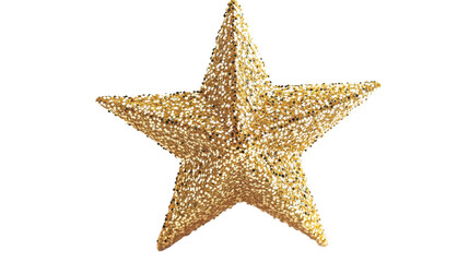 Sparkling golden star ornament shining on transparent background