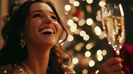 Fototapeta premium Champagne cheer at Christmas party!