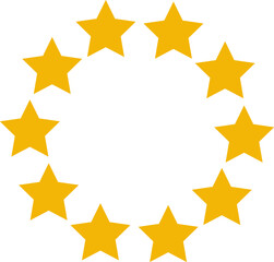 Stars of various sizes arranged in a circle. Black star shape, round frame, border vector image