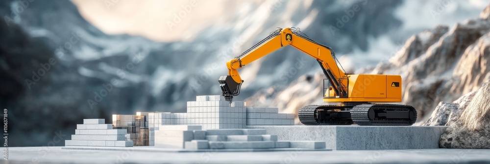 Poster robotic arm assembles structure with metallic blocks advancements in automated construction