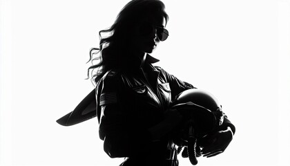 A pilot with aviator sunglasses, silhouette, action photography, aesthetics,