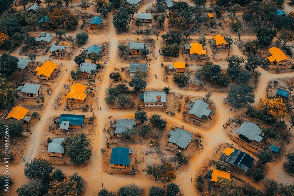 Poster this aerial image highlights land with network markers outlining disaster-resilient infrastructure a