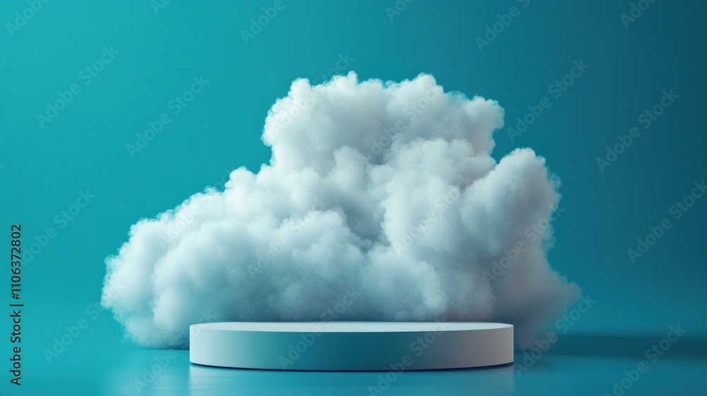 Poster abstract cloud and platform minimalist 3d render