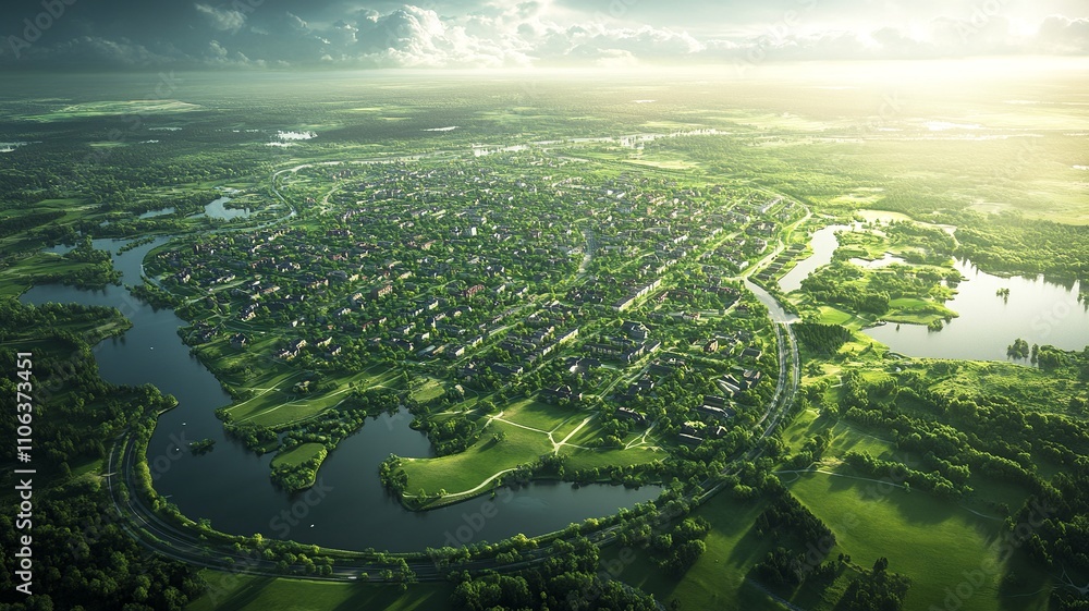 Poster this aerial image highlights land with network markers outlining disaster-resilient infrastructure a