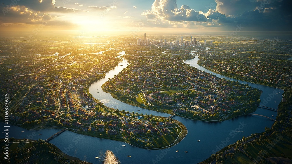Poster this aerial image highlights land with network markers outlining disaster-resilient infrastructure a