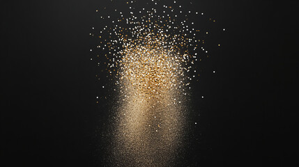 Golden confetti suspended in mid-air against a dark backdrop creating a festive atmosphere
