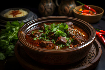 Spicy Beef Stew in Traditional Clay Pot