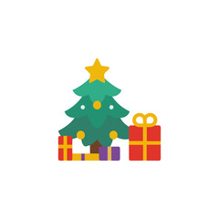 Christmas tree with gift box vector design 02