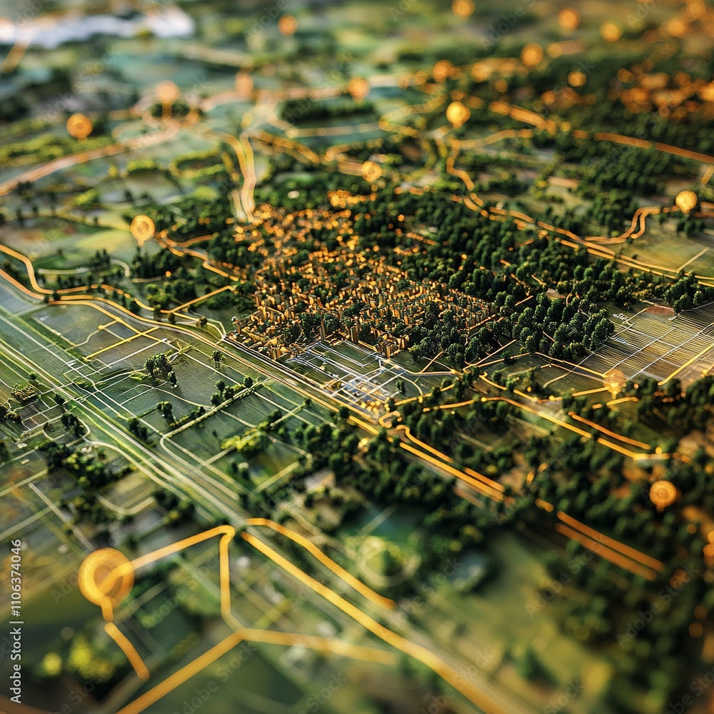 Poster this aerial image highlights land with network markers outlining disaster-resilient infrastructure a