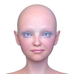 女性の顔アップ　3DCGレンダリング
