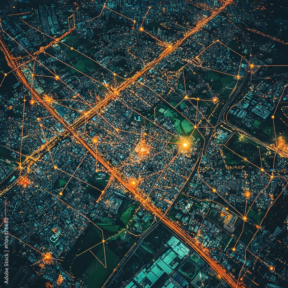 Poster this aerial image highlights land with network markers outlining disaster-resilient infrastructure a