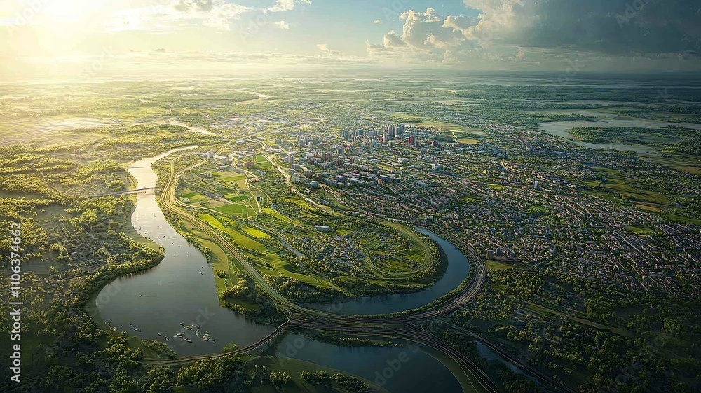 Poster this aerial image highlights land with network markers outlining disaster-resilient infrastructure a