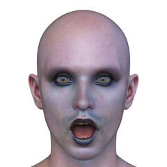 男性ヴァンパイアの顔クローズアップ　3DCGレンダリング