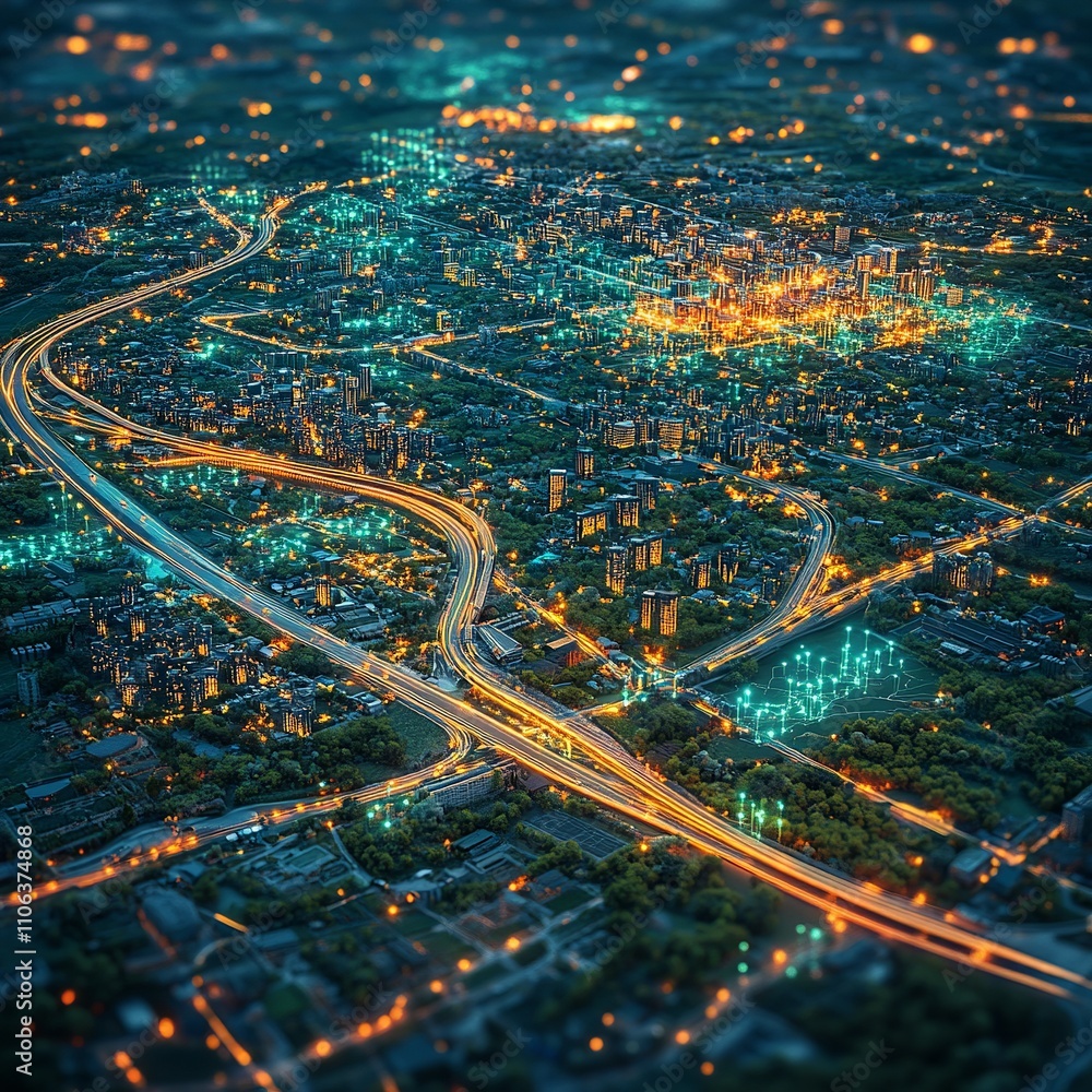 Poster this aerial image highlights land with network markers outlining disaster-resilient infrastructure a