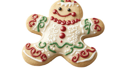 Smiling gingerbread man cookie celebrating christmas festivities on transparent background