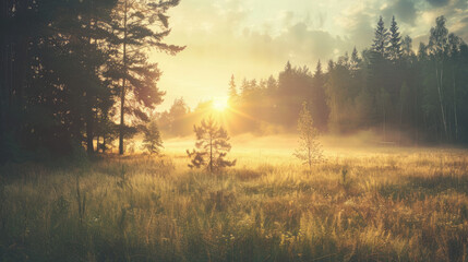 morning mist in the forest