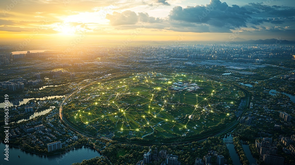 Poster this aerial image highlights land with network markers outlining disaster-resilient infrastructure a