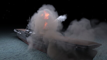 航空母艦　3DCGレンダリング