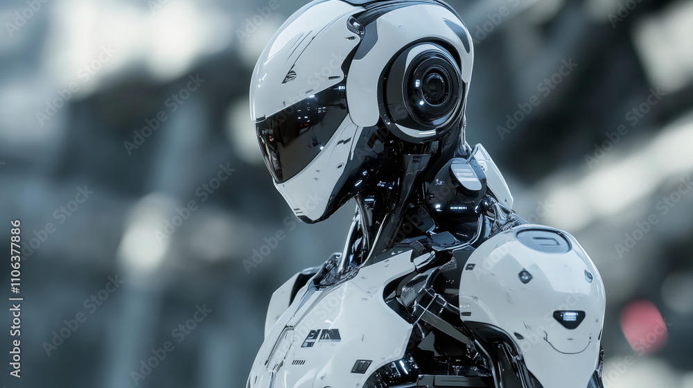 Leinwandbilder advanced technology and artificial intelligence embodied by a futuristic robot in helmet and armor s