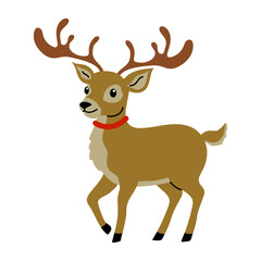 Cute cartoon reindeer with antlers walking in a playful manner