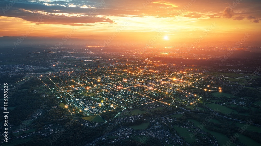 Poster this aerial image highlights land with network markers outlining disaster-resilient infrastructure a