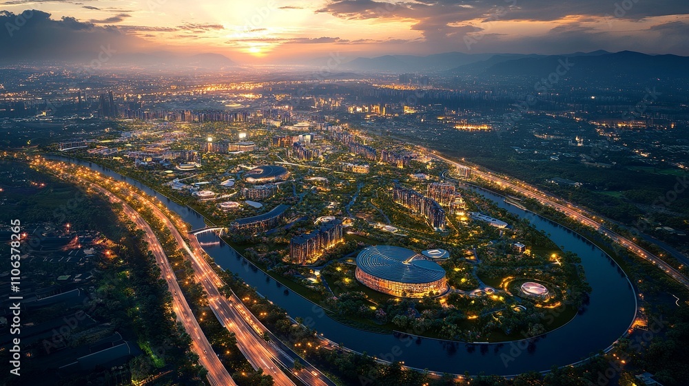 Poster this aerial image highlights land with network markers outlining disaster-resilient infrastructure a