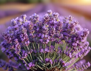Fototapeta premium Field of Blooming Lavender Under a Clear Blue Sky