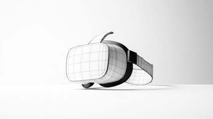 Virtual reality headset with wireframe design on white background