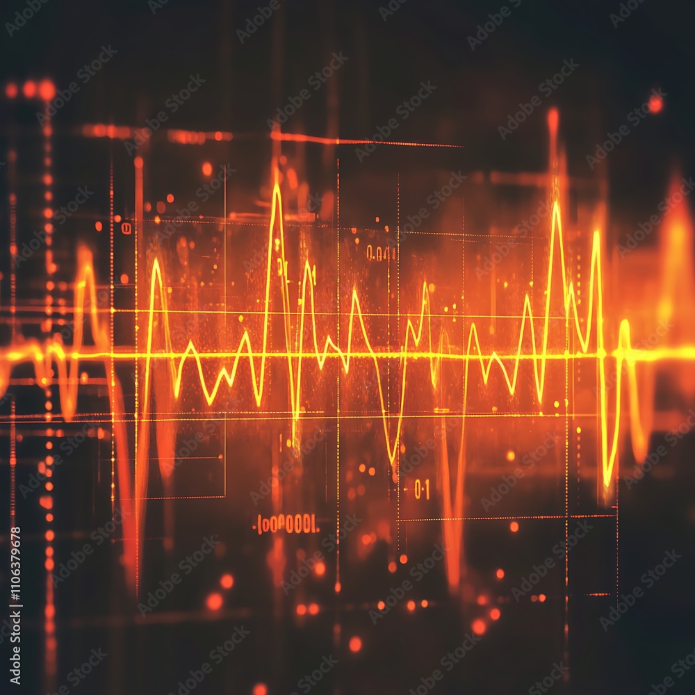 Poster dynamic modern ecg pulse wave digital graphics image