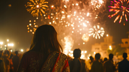 A cultural New Years Eve in New Delhi with fireworks and traditional dances in open-air spaces.