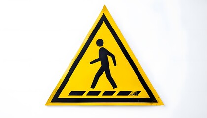 Yellow Pedestrian Crossing Warning Sign